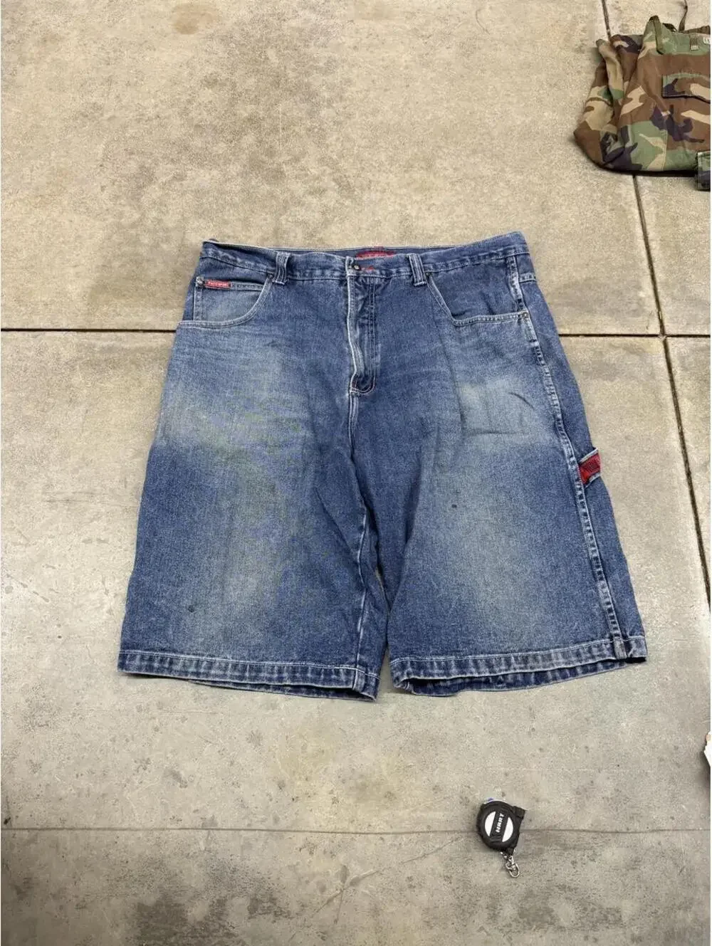 vintage paco sport faded blue relaxed baggy fit carpenter jean shorts jorts 40